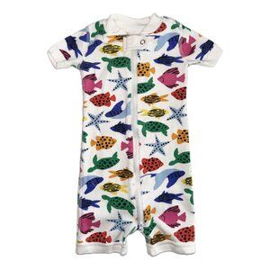 Hanna Andersson Sea Life Print, 2-Way Zip Shortie Sleeper, 6 - 12 months
